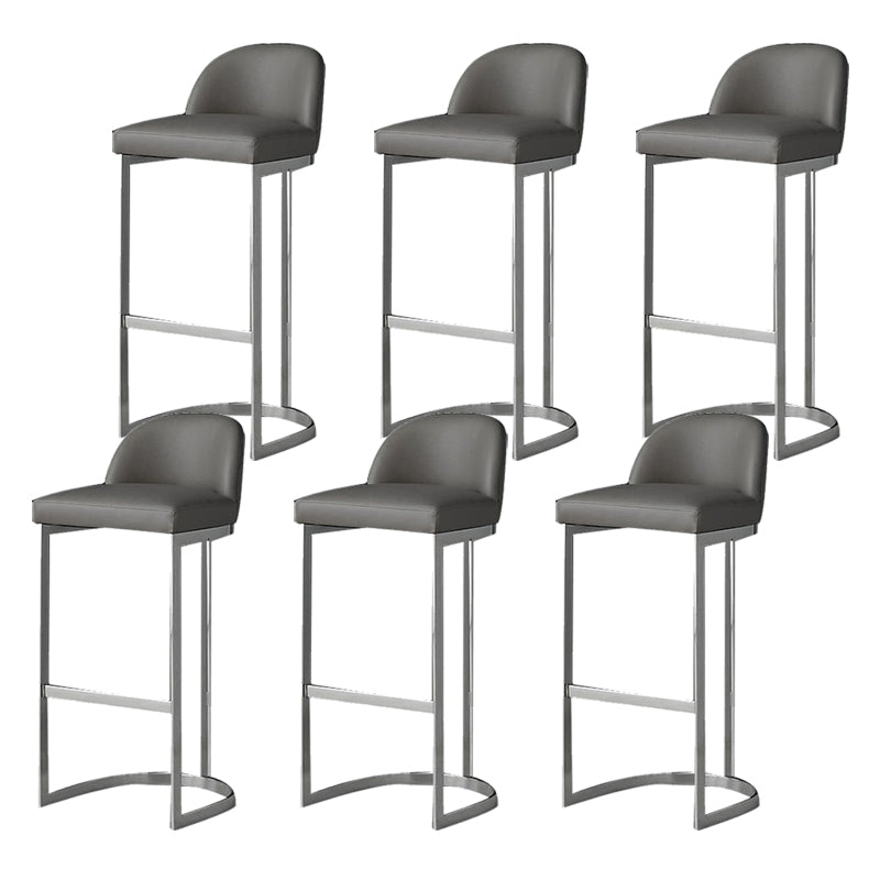 Glam Backrest Armless Counter Stool Iron Bar Stool with Pedal and Cushion