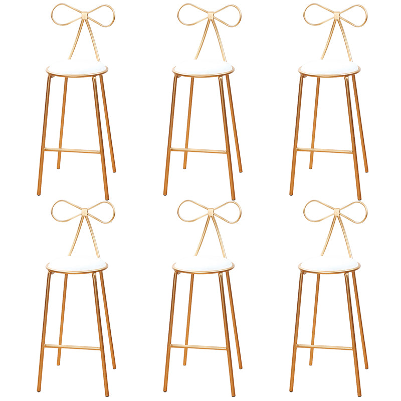 Round Leather and Metal Counter Stool Scandinavian Low Back Counter Bar Stool