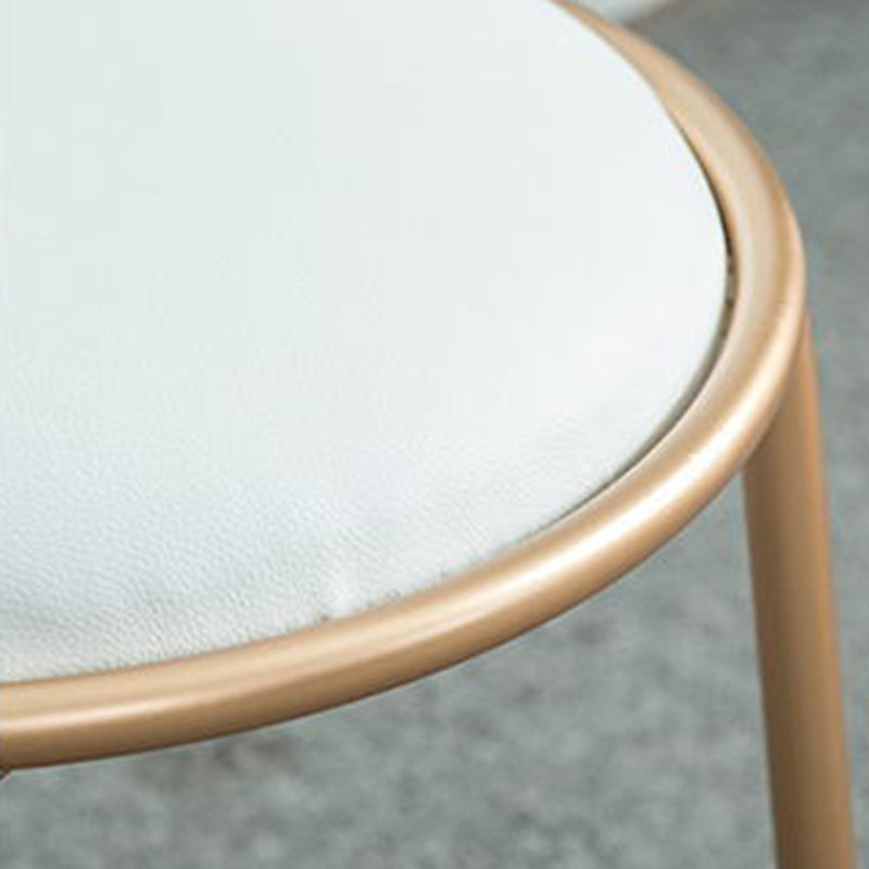 Round Leather and Metal Counter Stool Scandinavian Low Back Counter Bar Stool