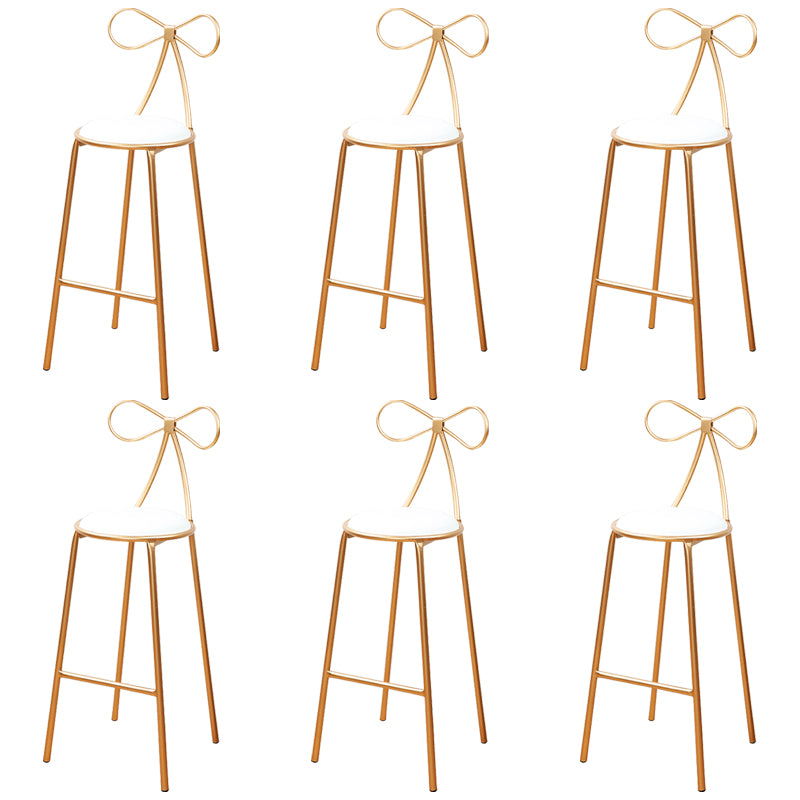 Round Leather and Metal Counter Stool Scandinavian Low Back Counter Bar Stool