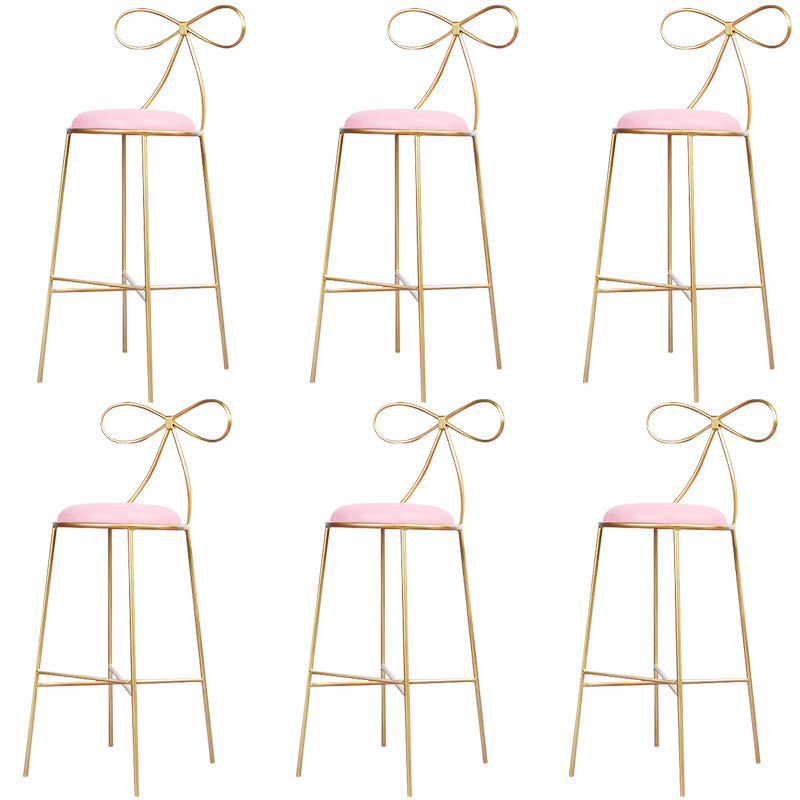 Round Leather and Metal Counter Stool Scandinavian Low Back Counter Bar Stool