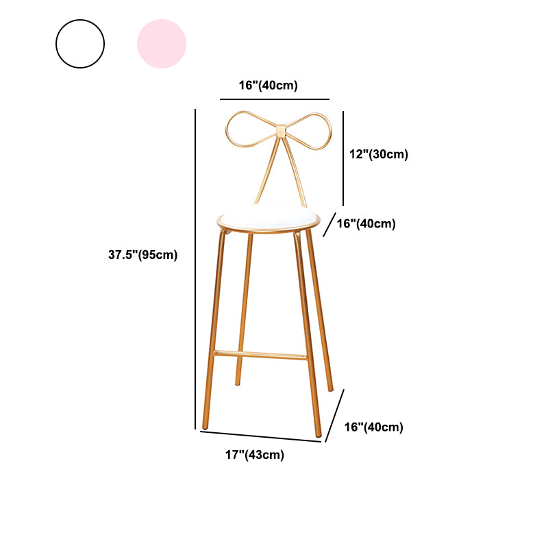 Round Leather and Metal Counter Stool Scandinavian Low Back Counter Bar Stool