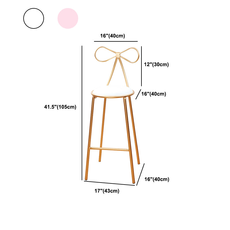 Round Leather and Metal Counter Stool Scandinavian Low Back Counter Bar Stool