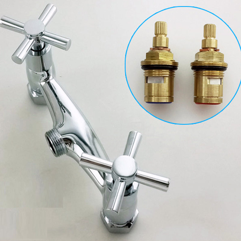 Modern 2-Handle Bathroom Sink Faucet 3 Hole Wall Mounted Bathroom Faucet with High-Arc