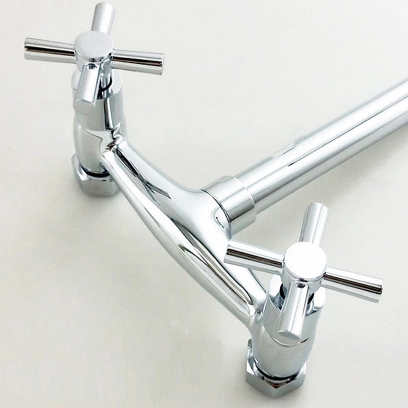 Modern 2-Handle Bathroom Sink Faucet 3 Hole Wall Mounted Bathroom Faucet with High-Arc