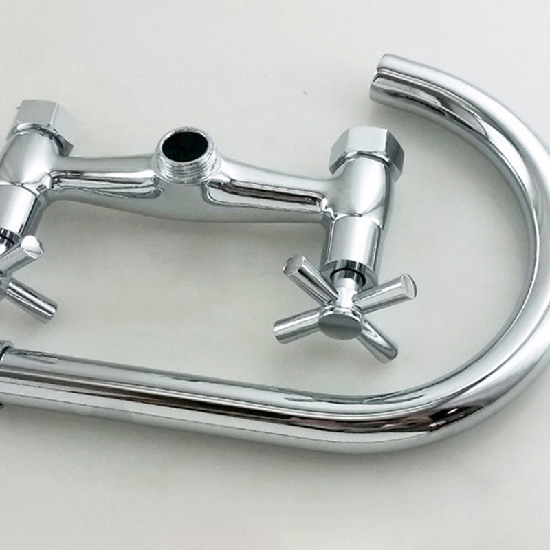 Modern 2-Handle Bathroom Sink Faucet 3 Hole Wall Mounted Bathroom Faucet with High-Arc
