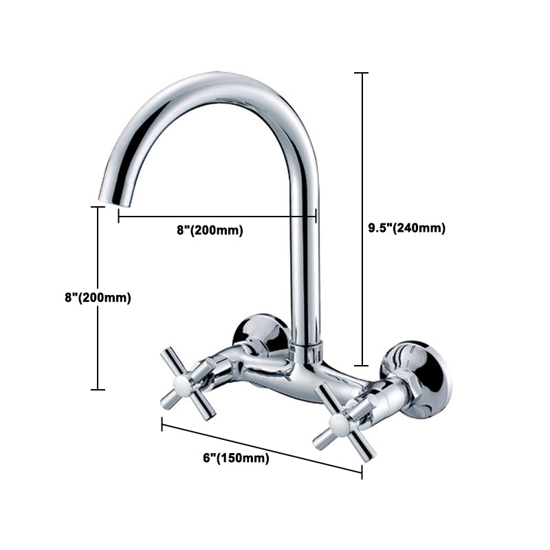 Modern 2-Handle Bathroom Sink Faucet 3 Hole Wall Mounted Bathroom Faucet with High-Arc