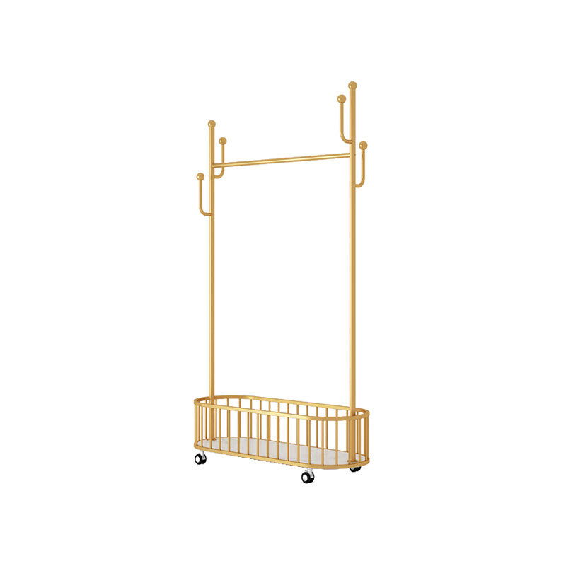 Gorgeous Clothes Hanger Basket Storage Metal Coat Rack with Castors