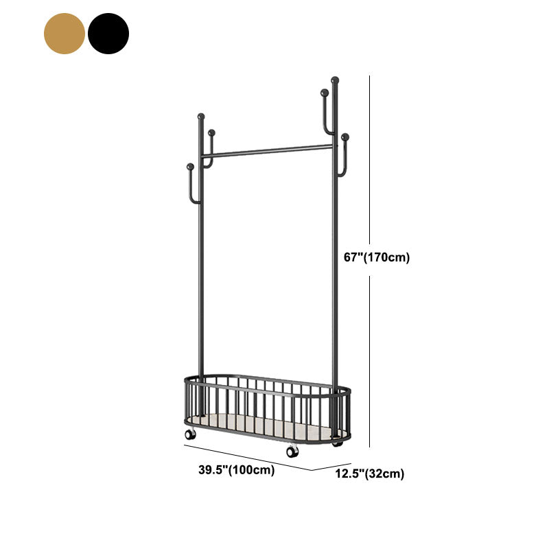 Gorgeous Clothes Hanger Basket Storage Metal Coat Rack with Castors