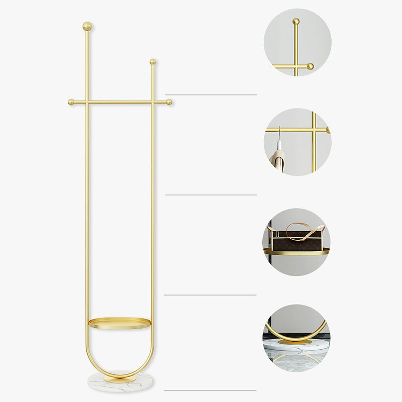 Modern Hall Stand Metal Framed Hanging Rail and Hooks Coat Hanger