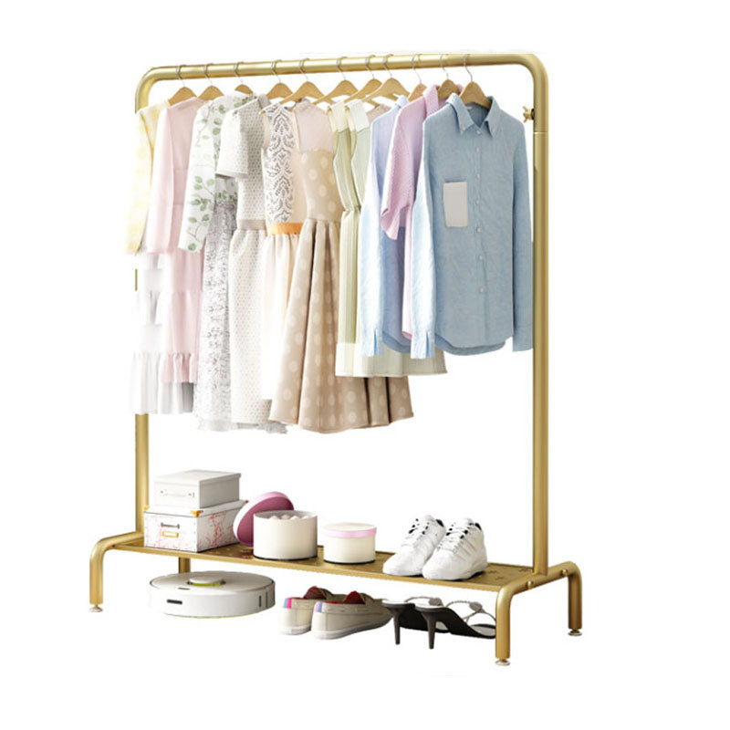 Modern Metal Coat Rack Hanging Rail and Lower Shelf Entryway Kit