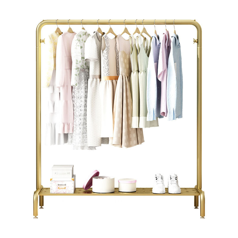 Modern Metal Coat Rack Hanging Rail and Lower Shelf Entryway Kit