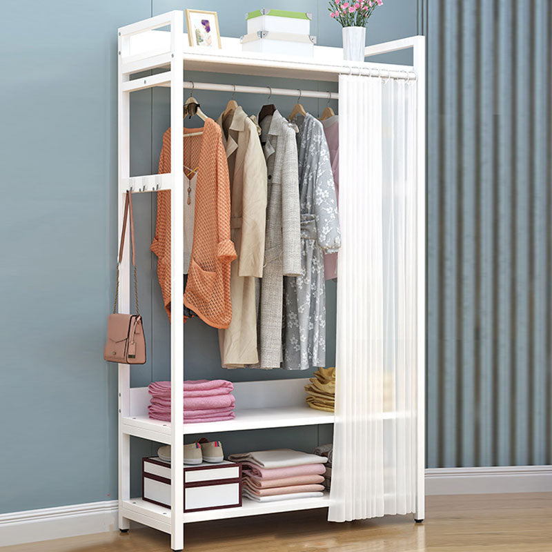 Modern Style Coat Rack Metal Frame Multi-layer Shelve Design Free Standing Coat Rack