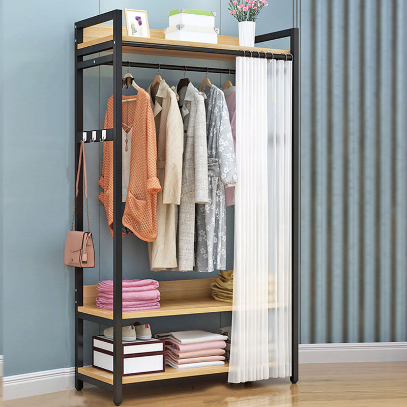 Modern Style Coat Rack Metal Frame Multi-layer Shelve Design Free Standing Coat Rack