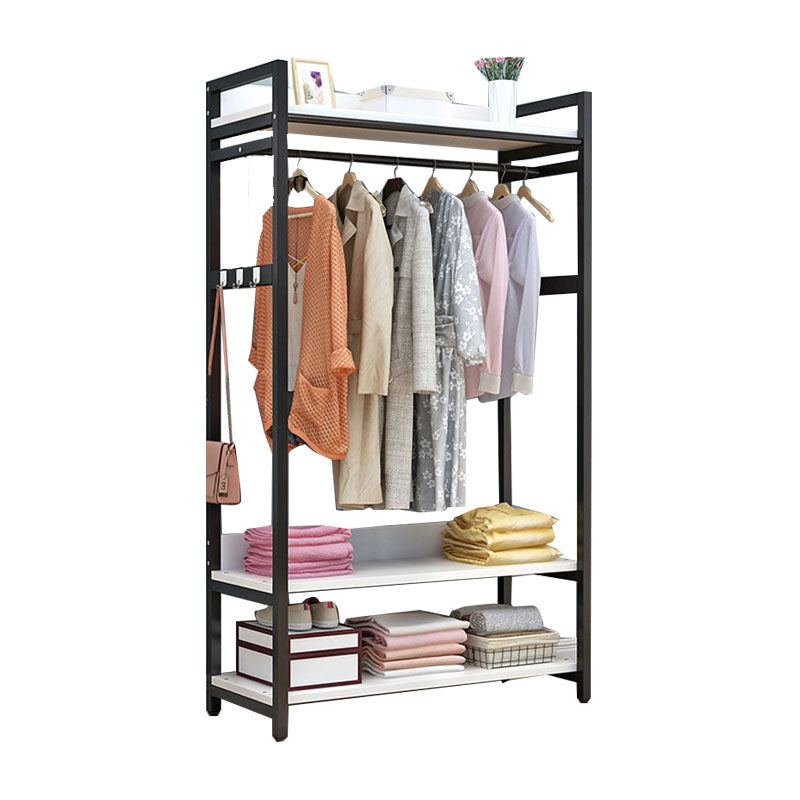Modern Style Coat Rack Metal Frame Multi-layer Shelve Design Free Standing Coat Rack