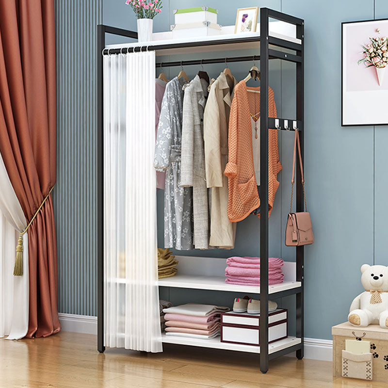 Modern Style Coat Rack Metal Frame Multi-layer Shelve Design Free Standing Coat Rack