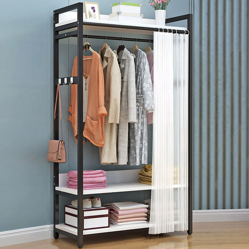 Modern Style Coat Rack Metal Frame Multi-layer Shelve Design Free Standing Coat Rack