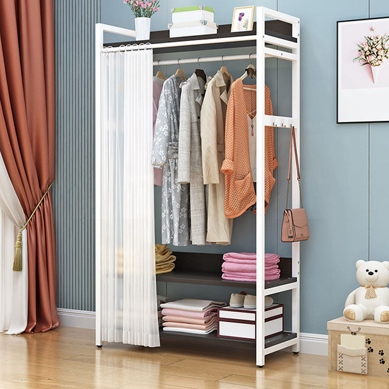 Modern Style Coat Rack Metal Frame Multi-layer Shelve Design Free Standing Coat Rack