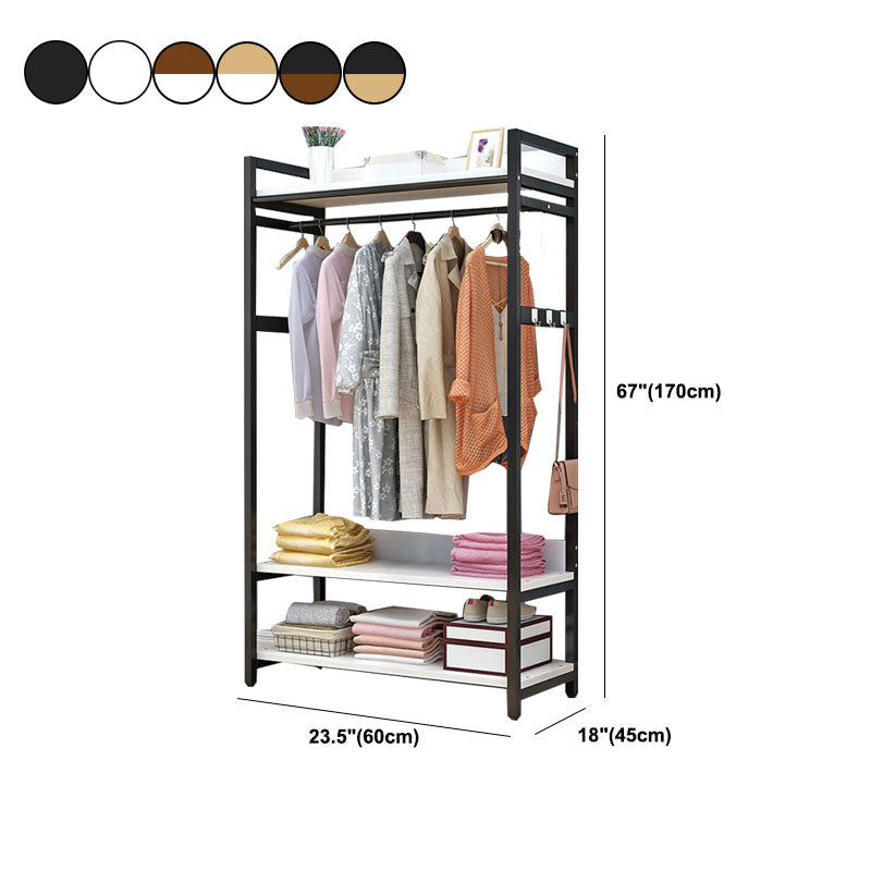 Modern Style Coat Rack Metal Frame Multi-layer Shelve Design Free Standing Coat Rack