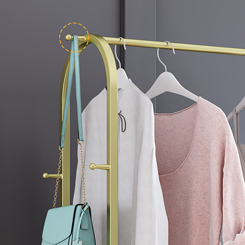 Modern Coat Hanger 2 Storage Shelving and 6 Hooks Hall Tree with Castors