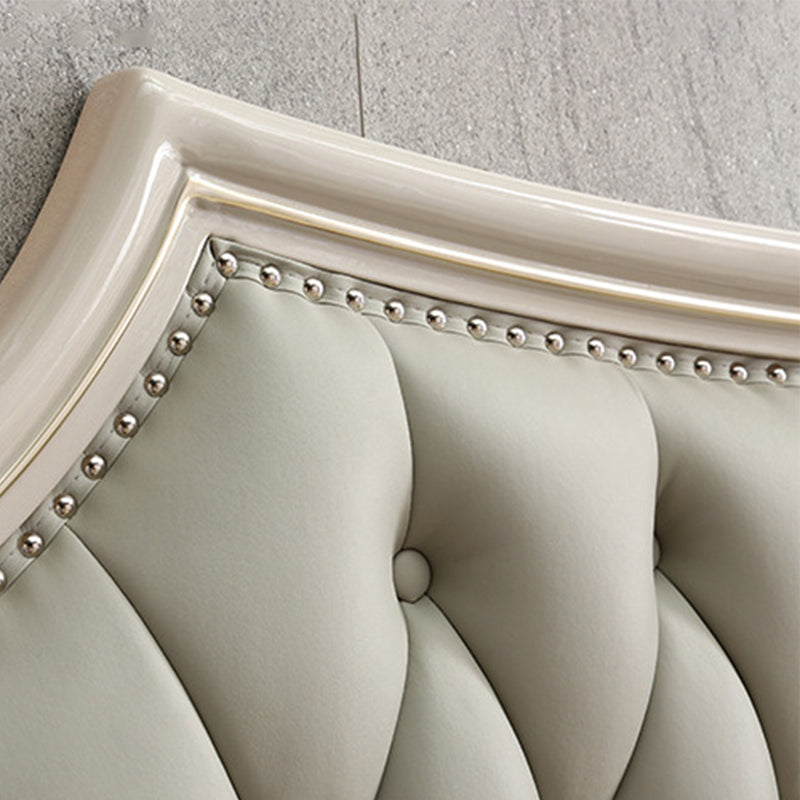 84.65 inch Wide Victorian Bed Pine Wood Standard Bed with Upholstered Headboard