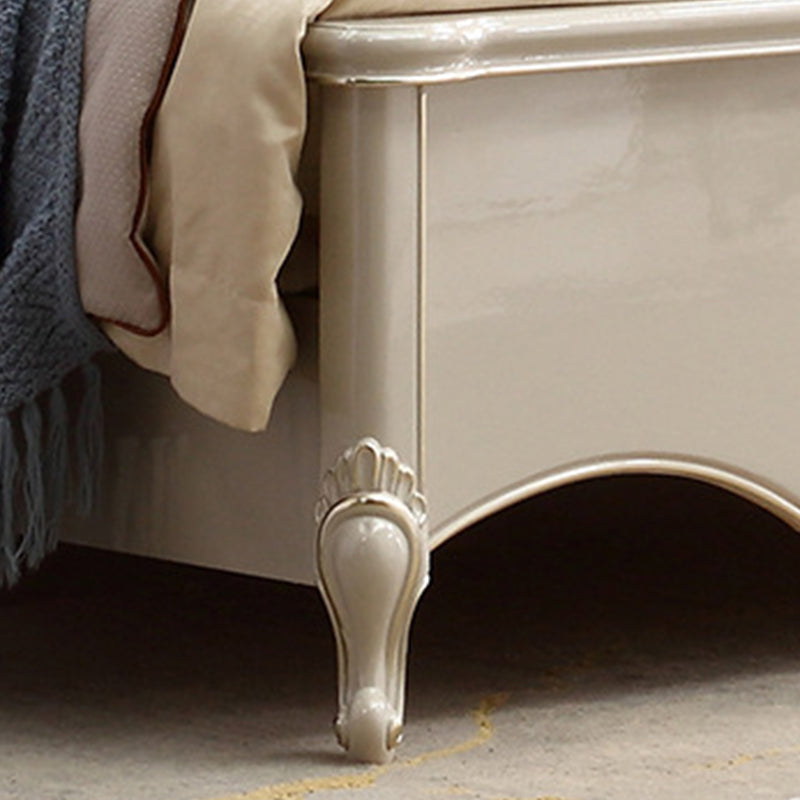 84.65 inch Wide Victorian Bed Pine Wood Standard Bed with Upholstered Headboard