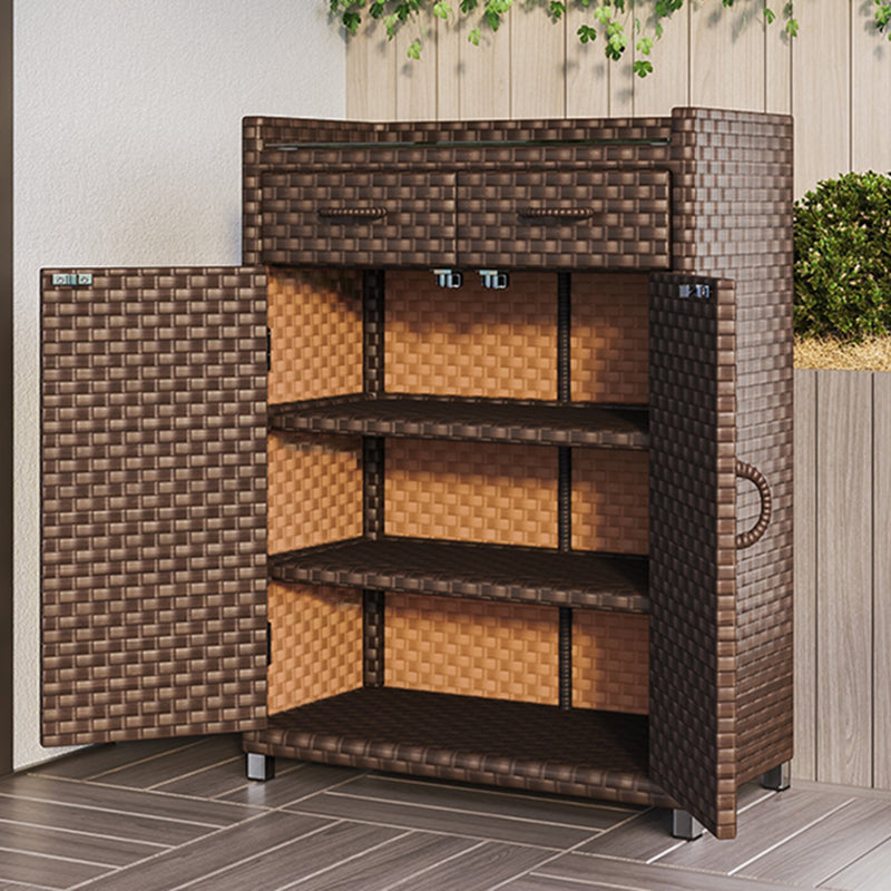 Modern Storage Cabinet Wicker&Rattan Side Cabinet With Doors