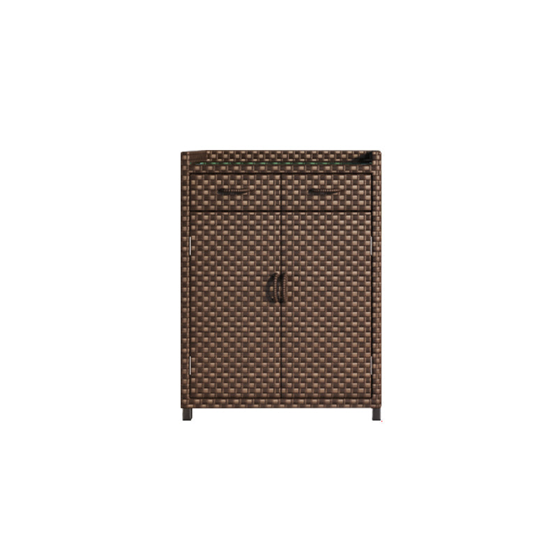 Modern Storage Cabinet Wicker&Rattan Side Cabinet With Doors