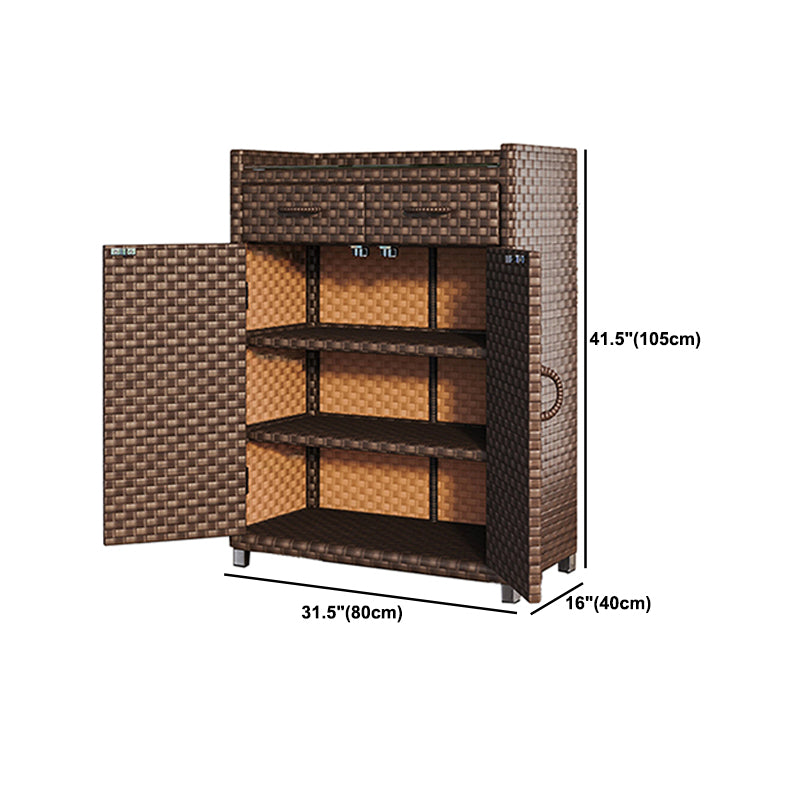 Modern Storage Cabinet Wicker&Rattan Side Cabinet With Doors