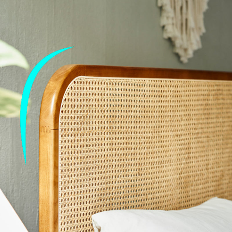 Tropical Rattan Style Bed in Brown with Headboard and Footboard