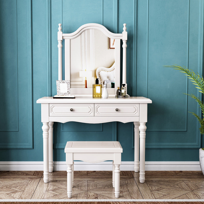 3-Piece Set Makeup Vanity Victorian Mirror and Stool Dressing Desk
