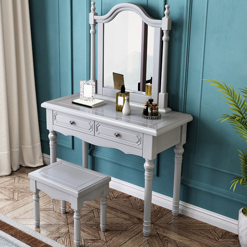 3-Piece Set Makeup Vanity Victorian Mirror and Stool Dressing Desk