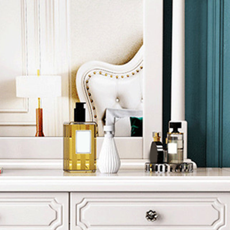 3-Piece Set Makeup Vanity Victorian Mirror and Stool Dressing Desk