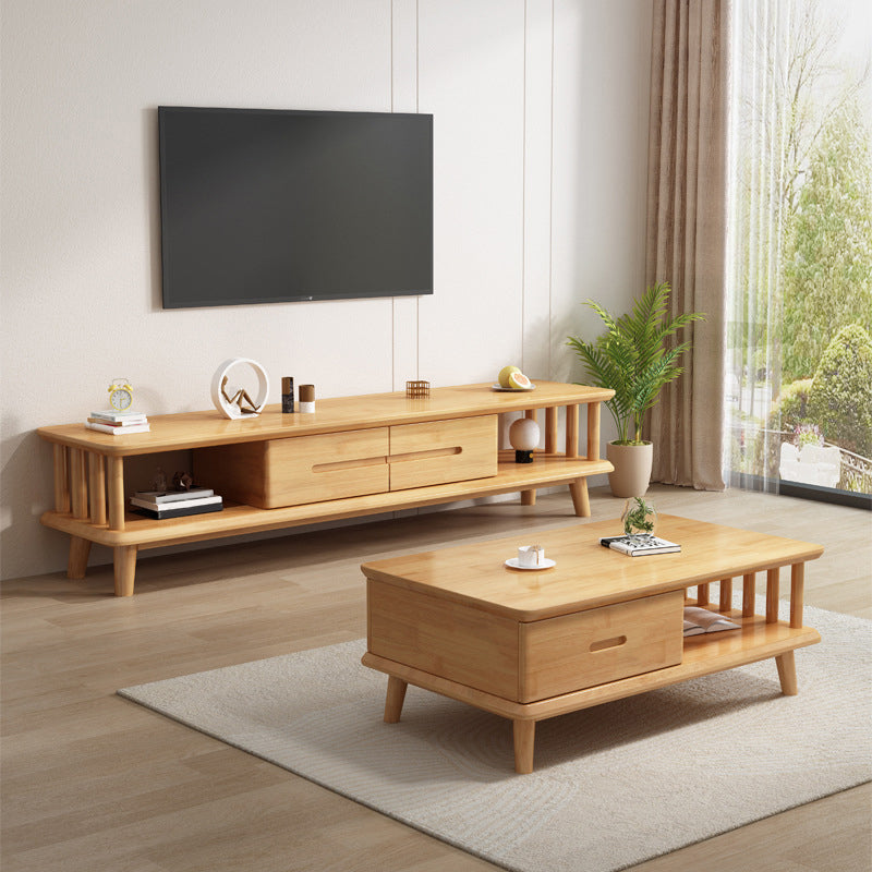 Contemporary 4 Legs Solid Wood with Drawer Rectangular Single Coffee Table