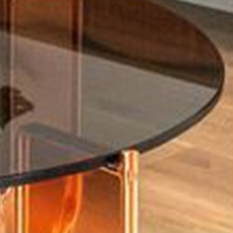 Contemporary Round Coffee Table with Glass Top and Acrylic Cross Base