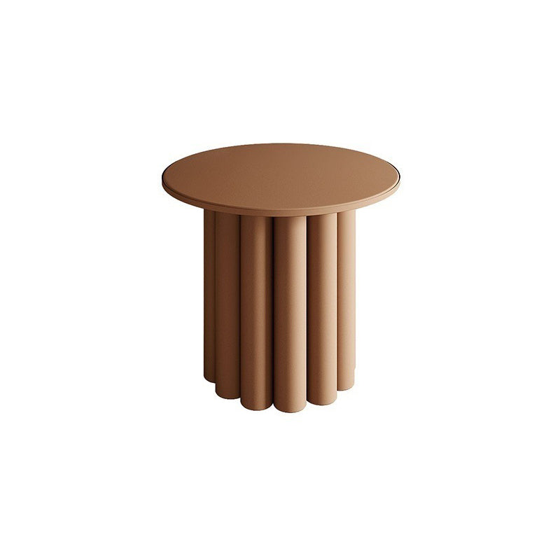 Round Sold Wooden Coffee Table with One Leg Base for Living Room
