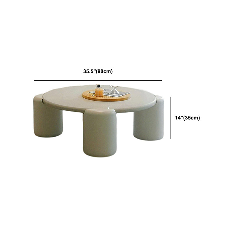 Scandinavian Round Wood Coffee Table with 4 Legs Coffee Table in White