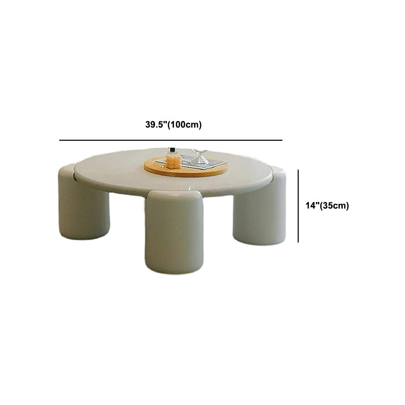 Scandinavian Round Wood Coffee Table with 4 Legs Coffee Table in White