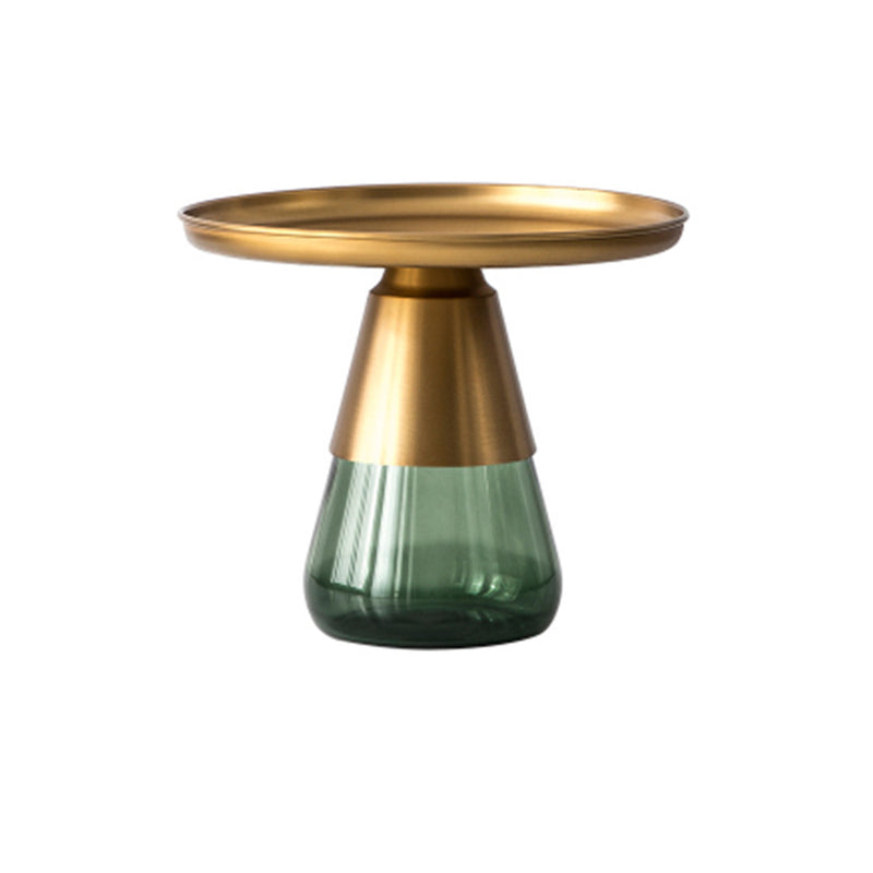 Mid-Century Modern Pedestal Tray Top Round Single Coffee Table