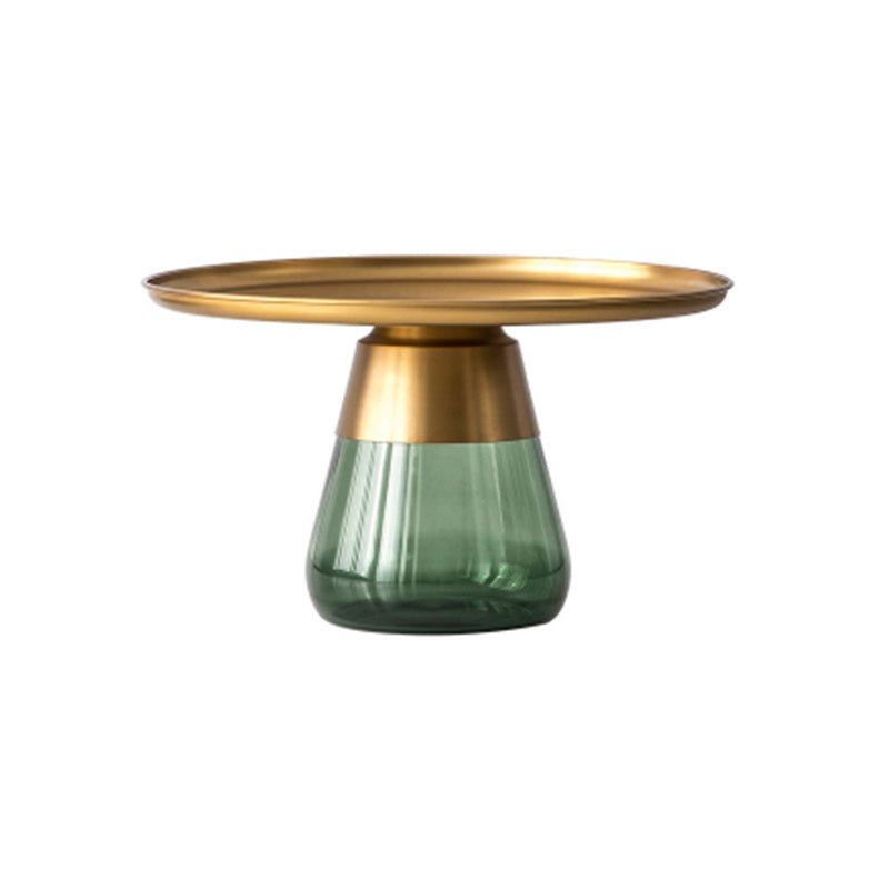 Mid-Century Modern Pedestal Tray Top Round Single Coffee Table