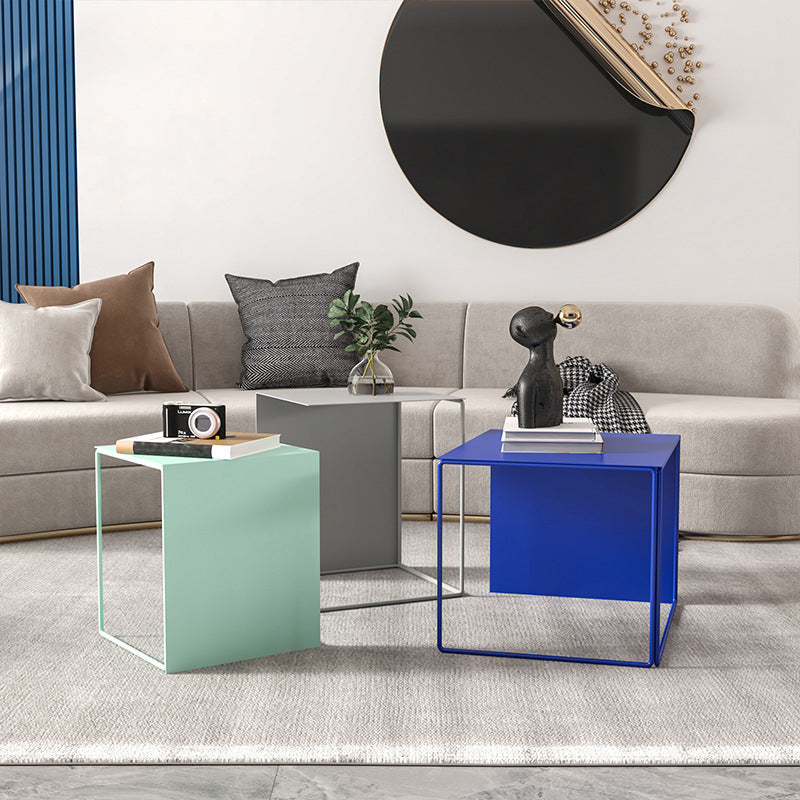 Trestle Coffee Table Mid-Century Modern Iron Coffee Table for Living Room
