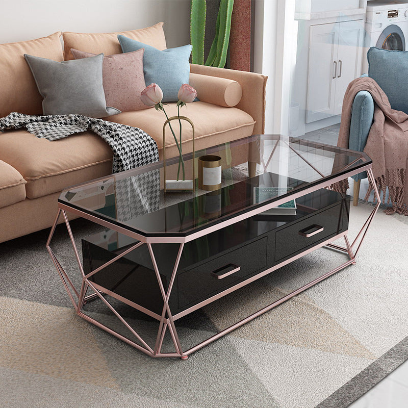 Contemporary Coffee Table with 2 Drawers Single Frame Coffee Table