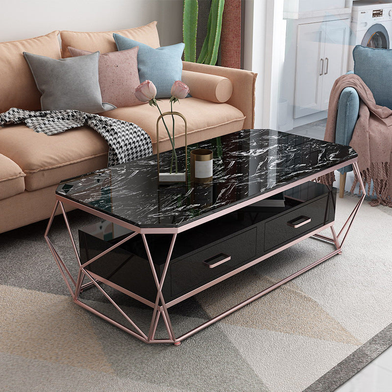 Contemporary Coffee Table with 2 Drawers Single Frame Coffee Table
