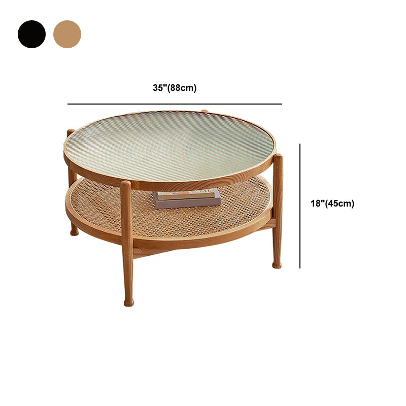 Contemporary 3/4 Legs Wooden with Storage Shelf Coffee Table