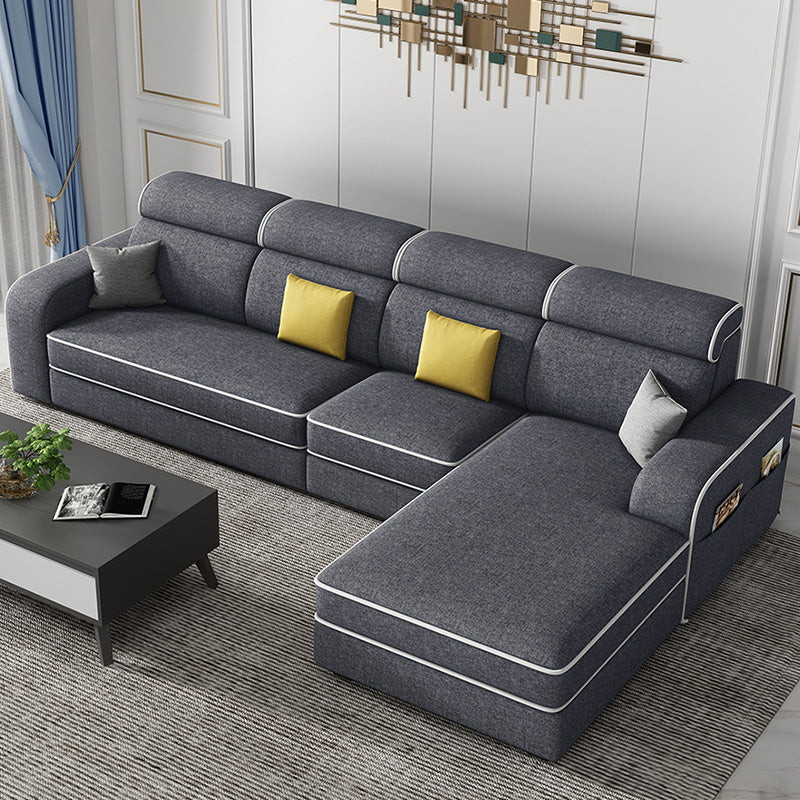 Cotton Blend Square Arm Sofa & Chaise for Living Room  with storage