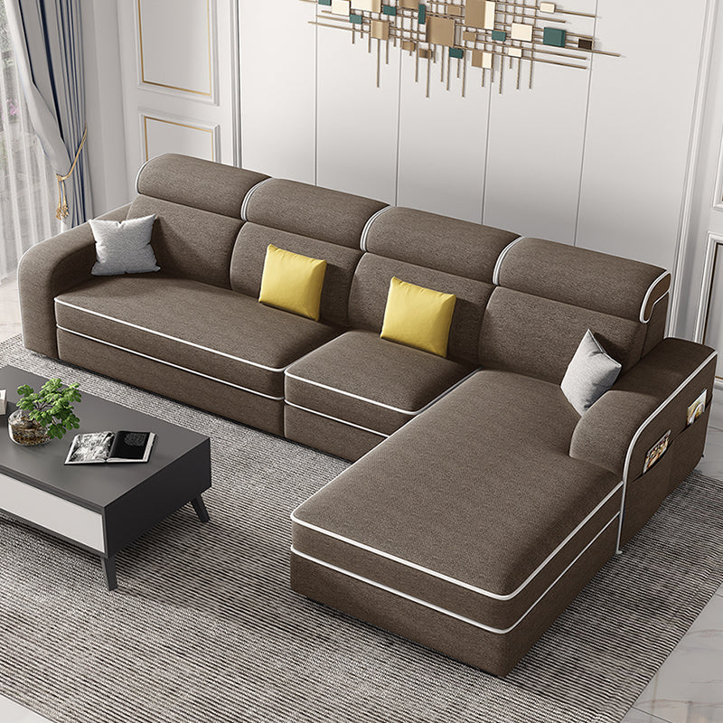 Cotton Blend Square Arm Sofa & Chaise for Living Room  with storage