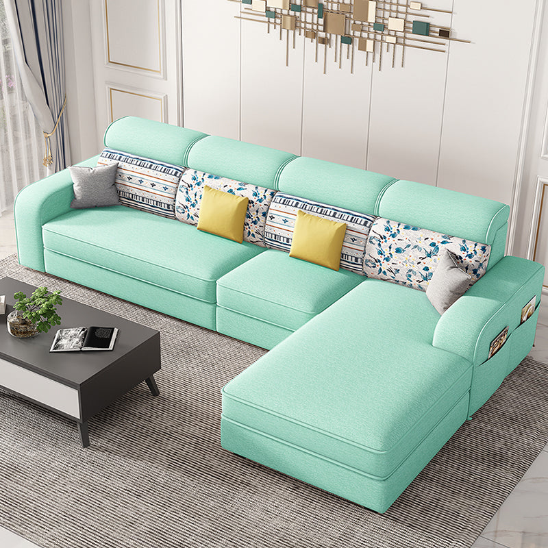 Cotton Blend Square Arm Sofa & Chaise for Living Room  with storage
