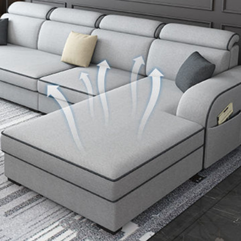 Cotton Blend Square Arm Sofa & Chaise for Living Room  with storage