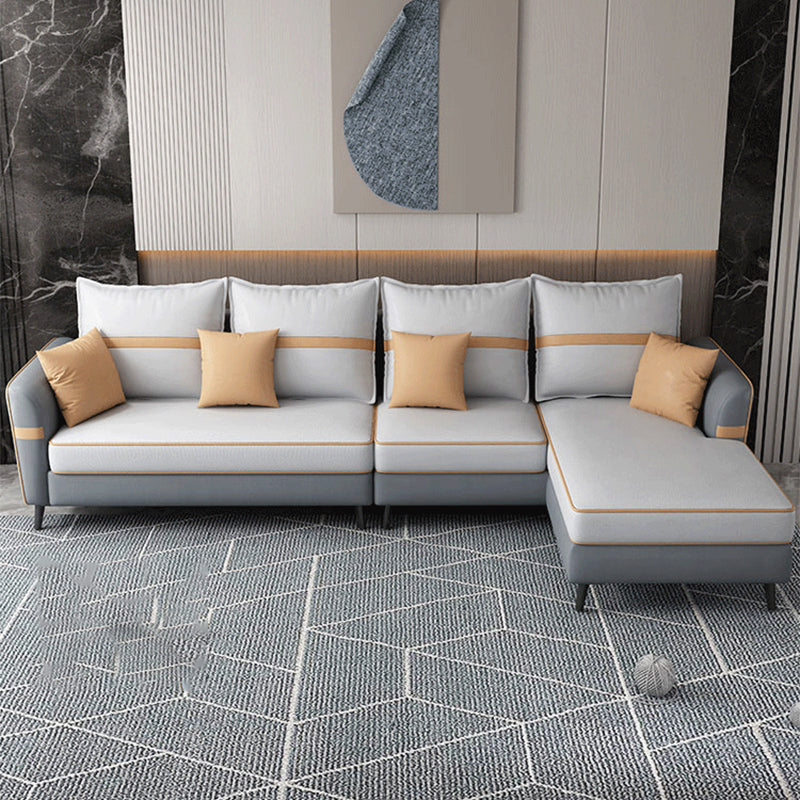 Modern 29.52 " H Faux Leather Flared Arm Sofa & Chaise for Living Room