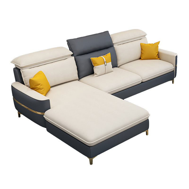 Modern 33.46 " H Faux Leather Square Arm Sofa & Chaise for Living Room